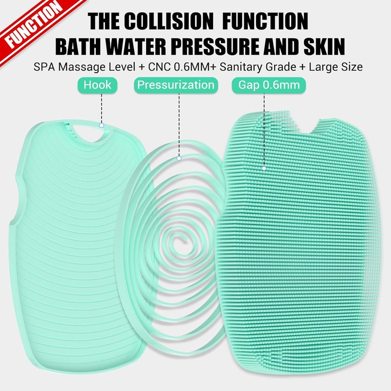 canroom Silicone Body Scrubber - Anti Zinc Infused-Highly Elastic Bristles Exfoliating Body Scrubber for Shower Body,Cellulite Reduction,Blood Circulation - Green - Image 5